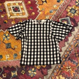 A New Day Gingham Flutter Sleeve Top EUC worn once
